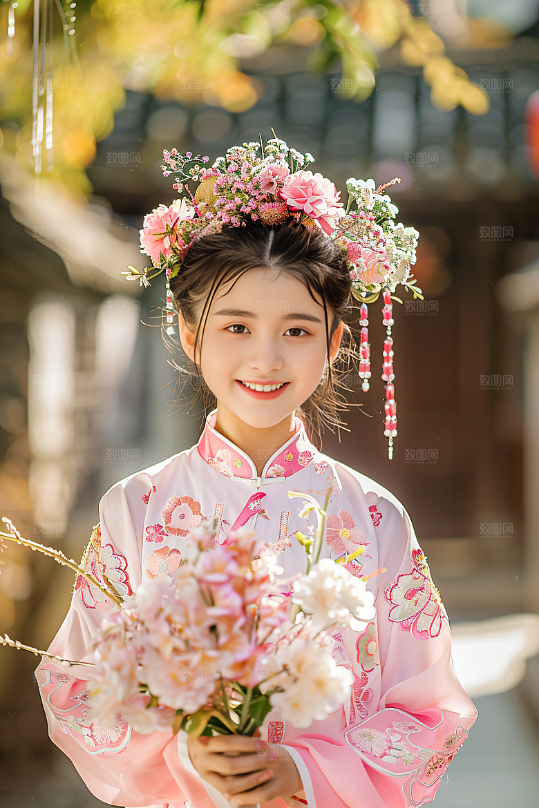 泉州簪花花冠头饰摄影图