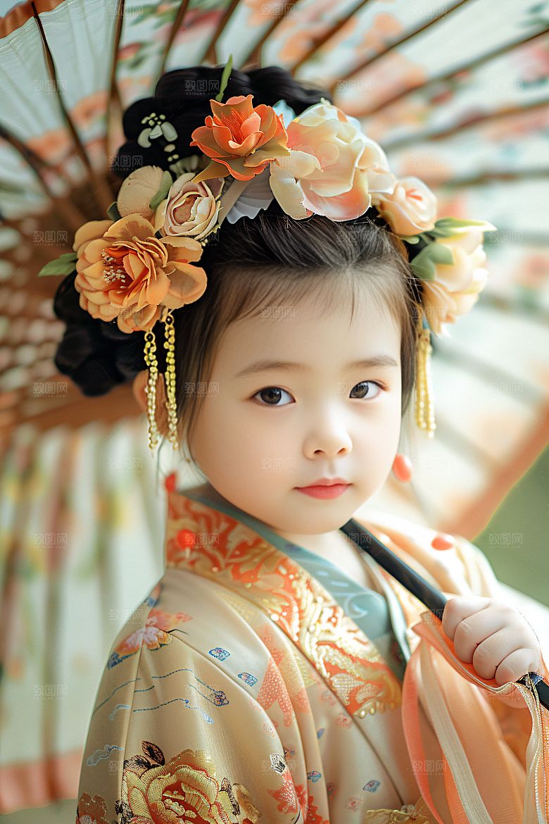 泉州簪花花卉花冠摄影图
