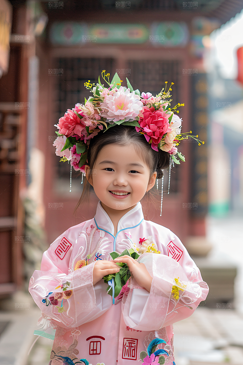 泉州簪花装饰地方特色摄影图