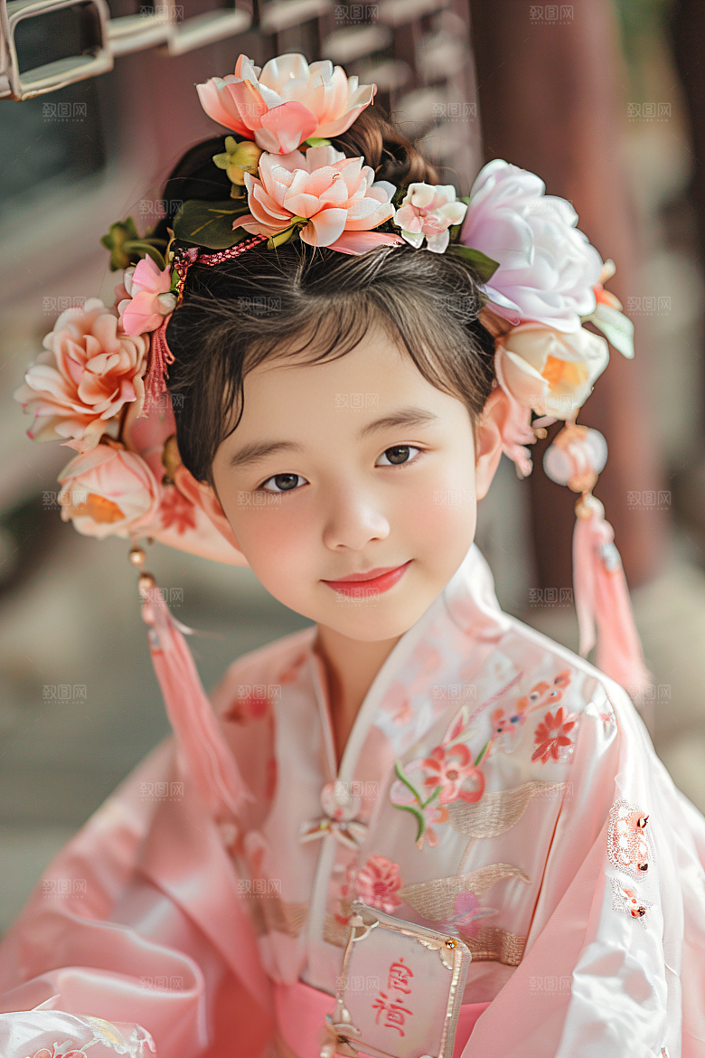泉州簪花女性肖像高清摄影图