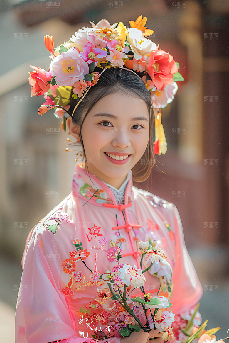 泉州簪花福建女性肖像摄影图