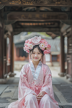 泉州簪花装饰人物摄影图