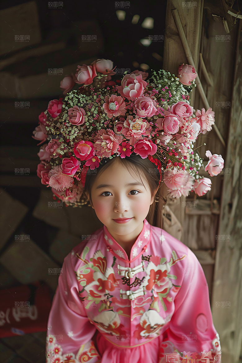 泉州簪花人物女性肖像摄影图