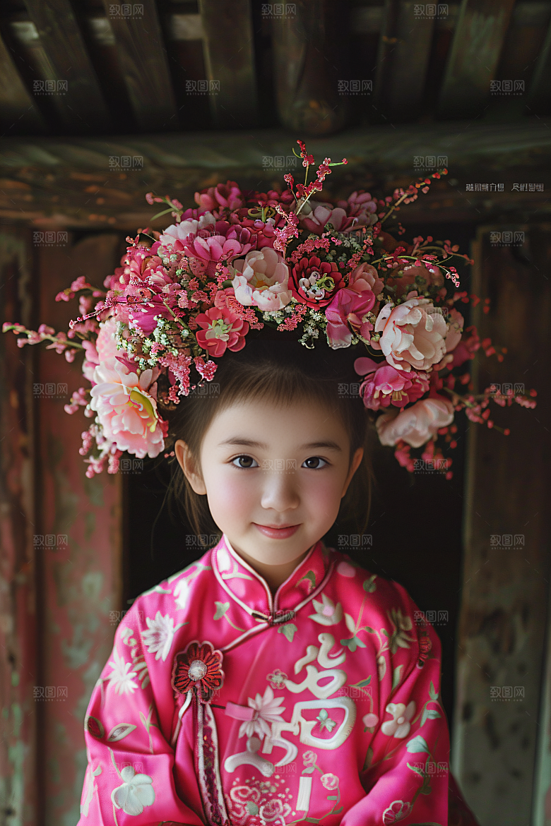 泉州簪花花卉人物摄影图
