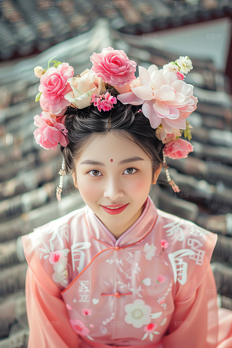 泉州簪花女性肖像唯美摄影图