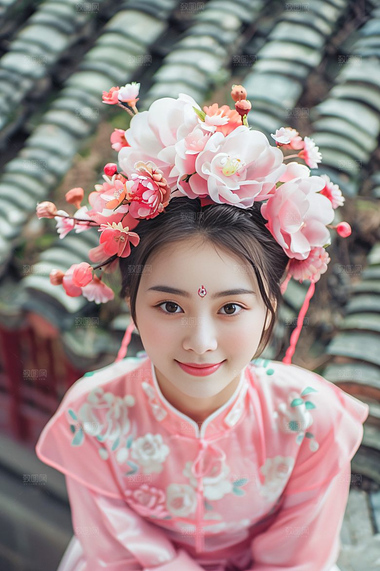 泉州簪花地方特色花卉摄影图