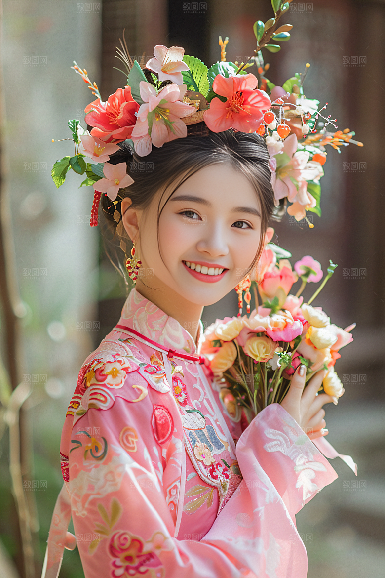 泉州簪花汉服福建摄影图