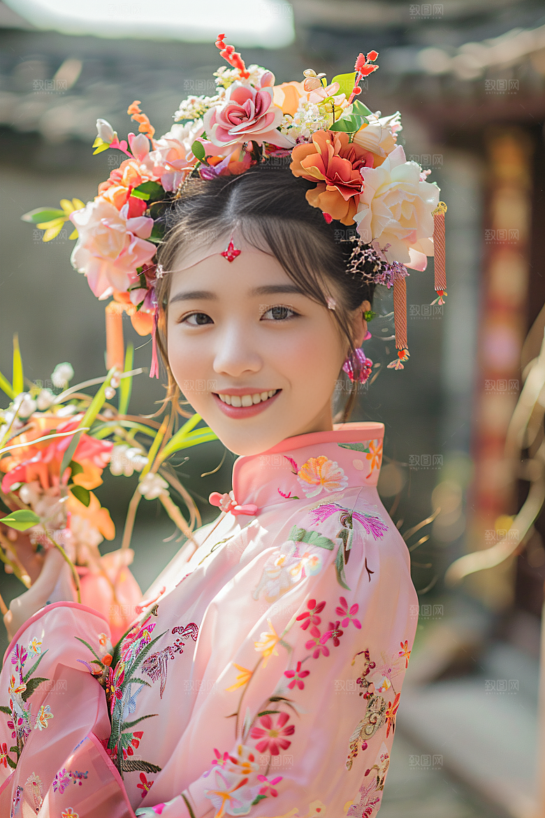 泉州簪花精美唯美摄影图