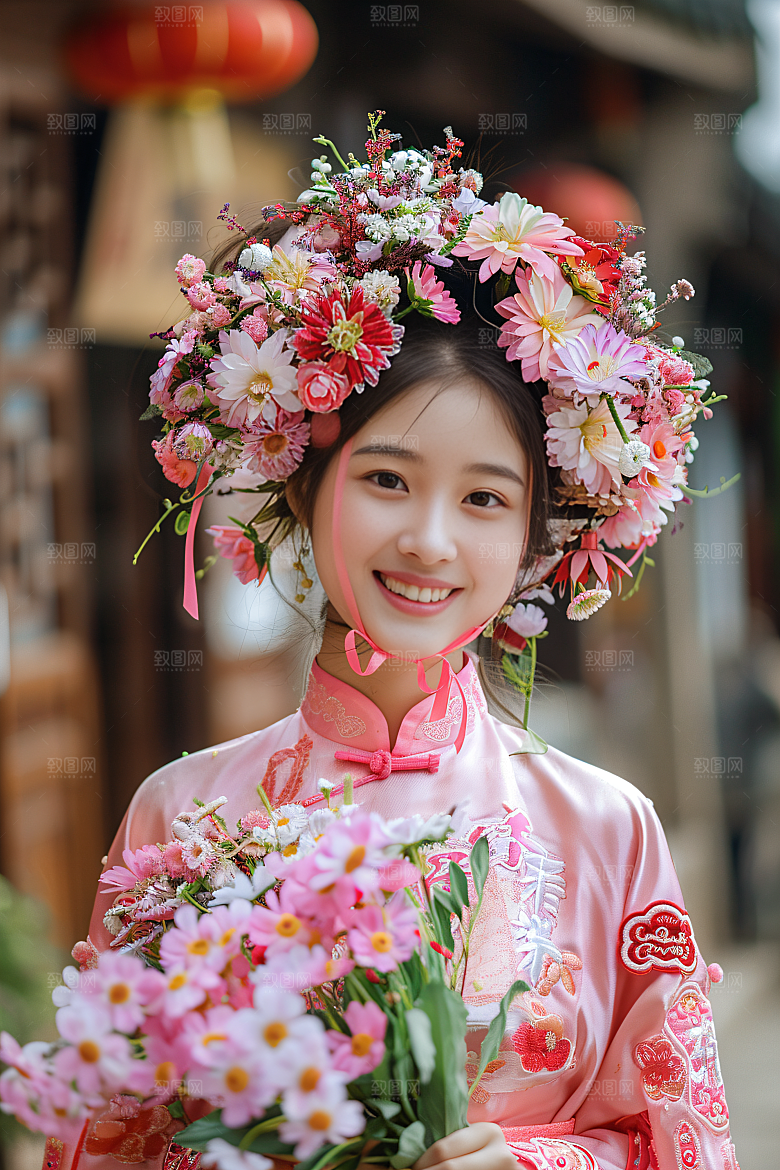 泉州簪花唯美汉服摄影图