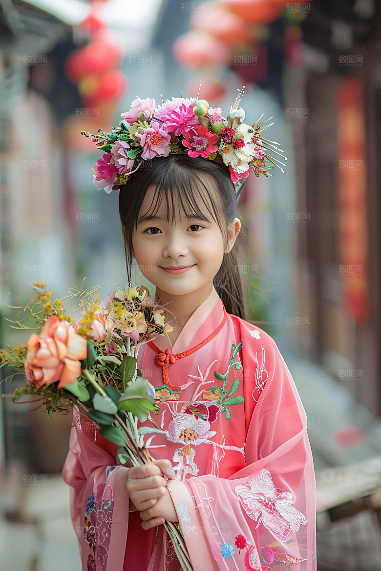 泉州簪花唯美头饰摄影图