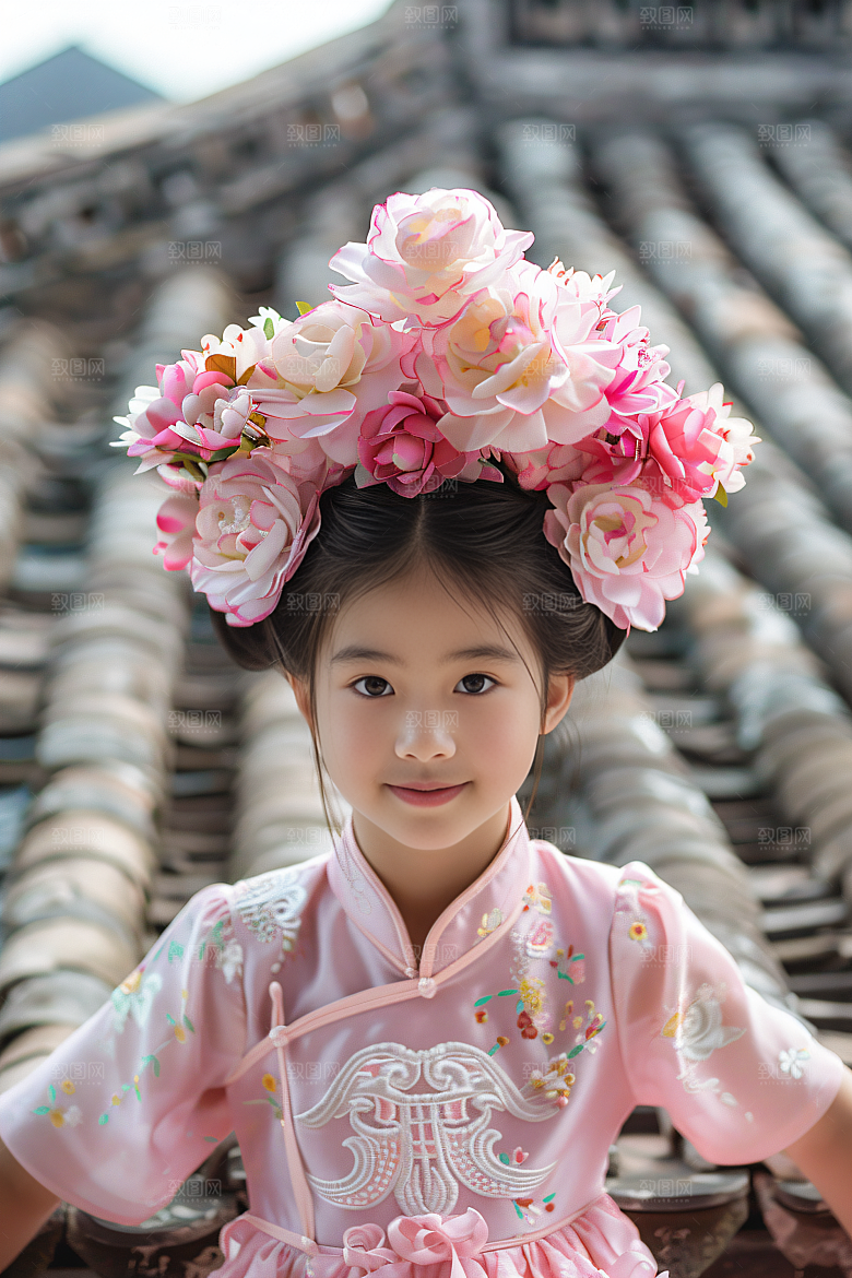 泉州簪花花卉人物摄影图