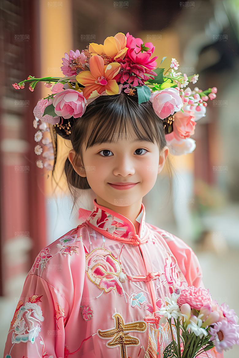 泉州簪花汉服精美摄影图