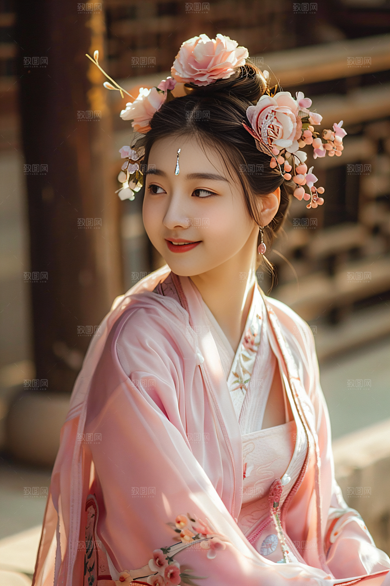 泉州簪花花冠花卉摄影图