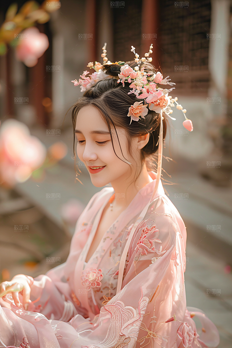 泉州簪花花卉地方特色摄影图