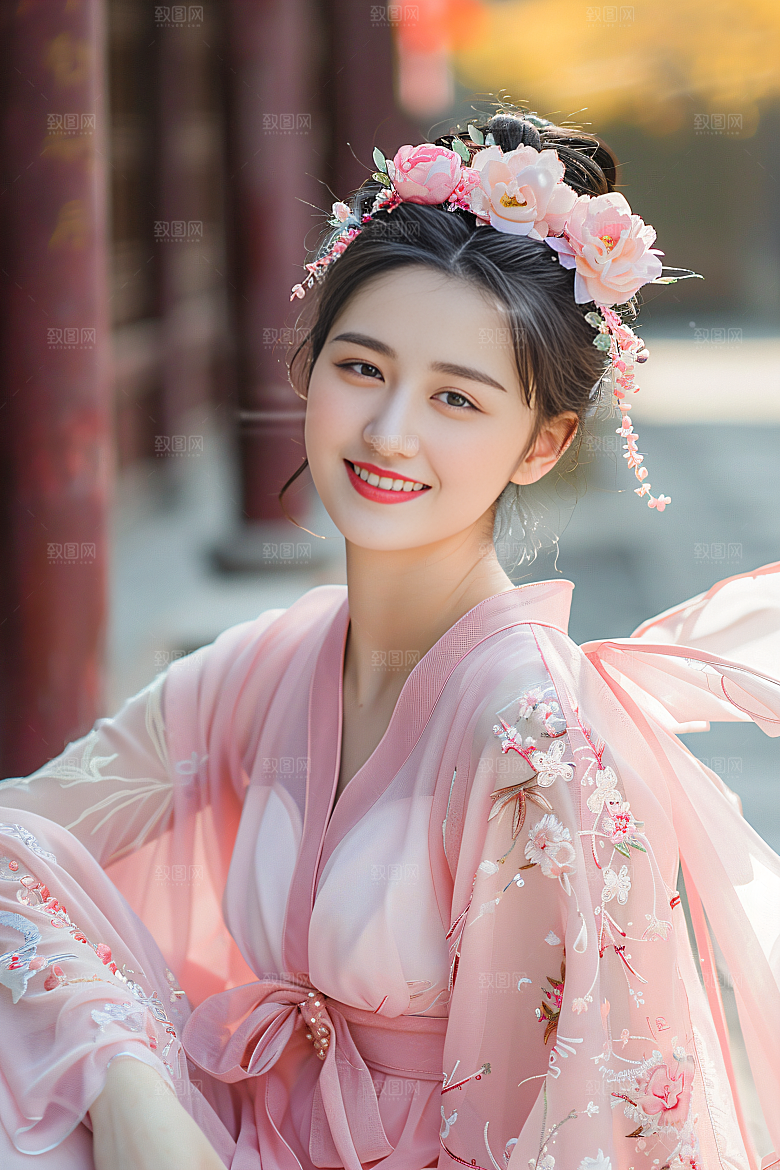 泉州簪花高清头饰摄影图