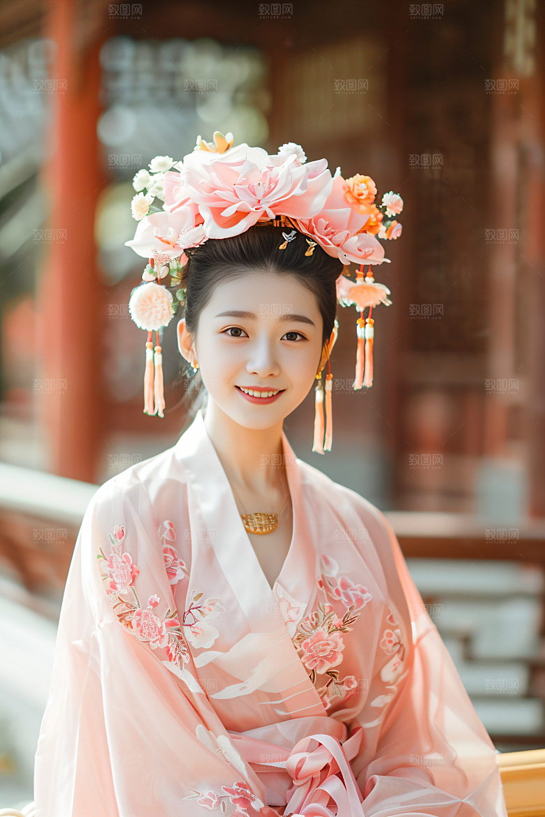 泉州簪花汉服高清摄影图
