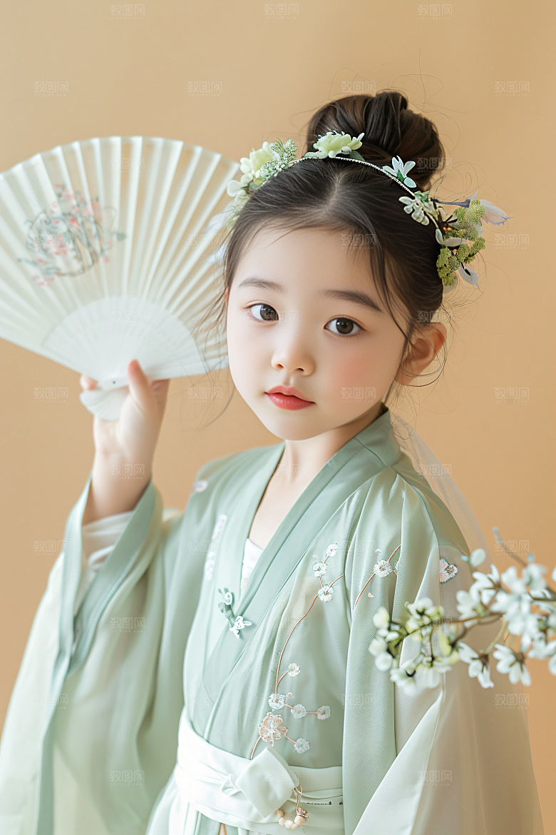 泉州簪花地方特色花冠摄影图