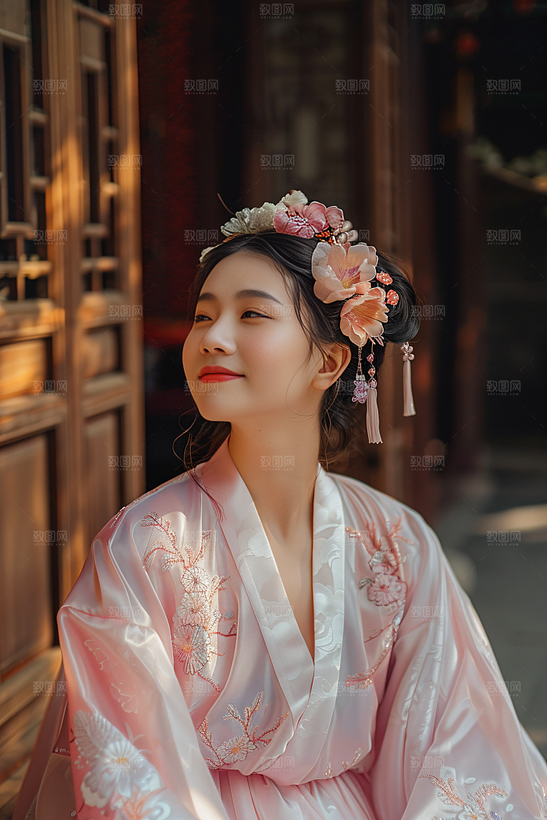 泉州簪花人物女性肖像摄影图