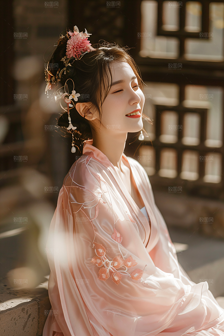 泉州簪花唯美汉服摄影图