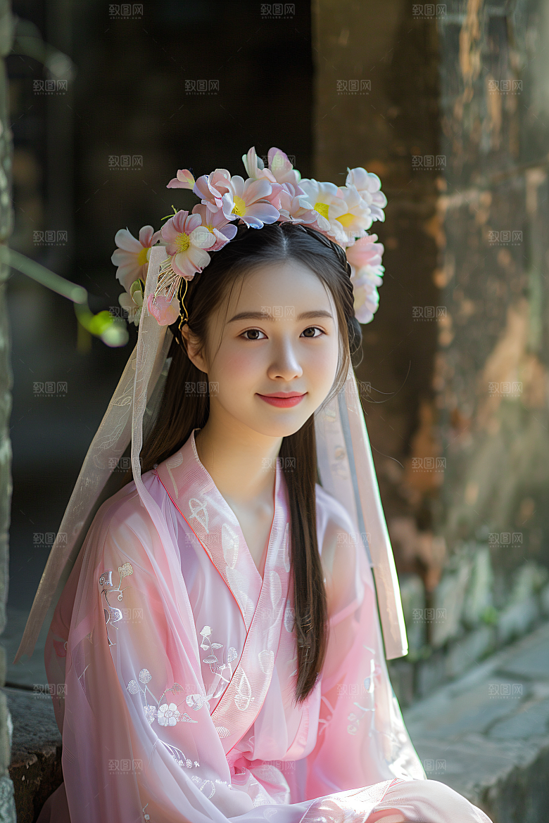 泉州簪花装饰唯美摄影图