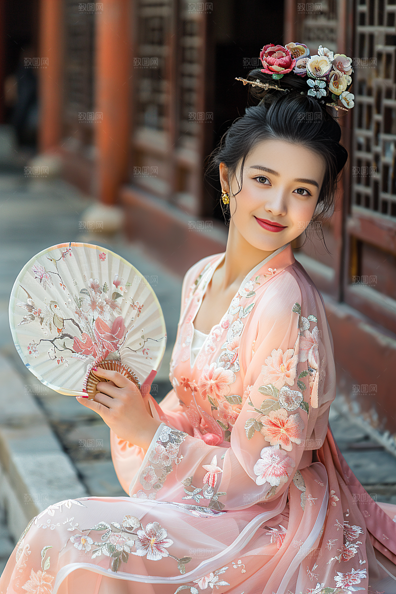 泉州簪花汉服高清摄影图