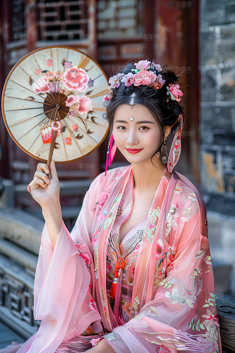 泉州簪花花卉地方特色摄影图