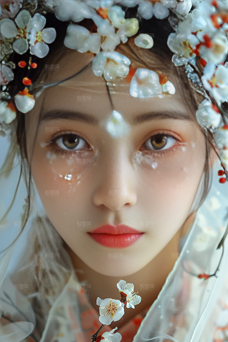 泉州簪花花卉装饰摄影图