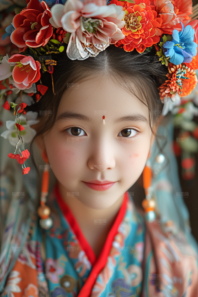 泉州簪花人物汉服摄影图