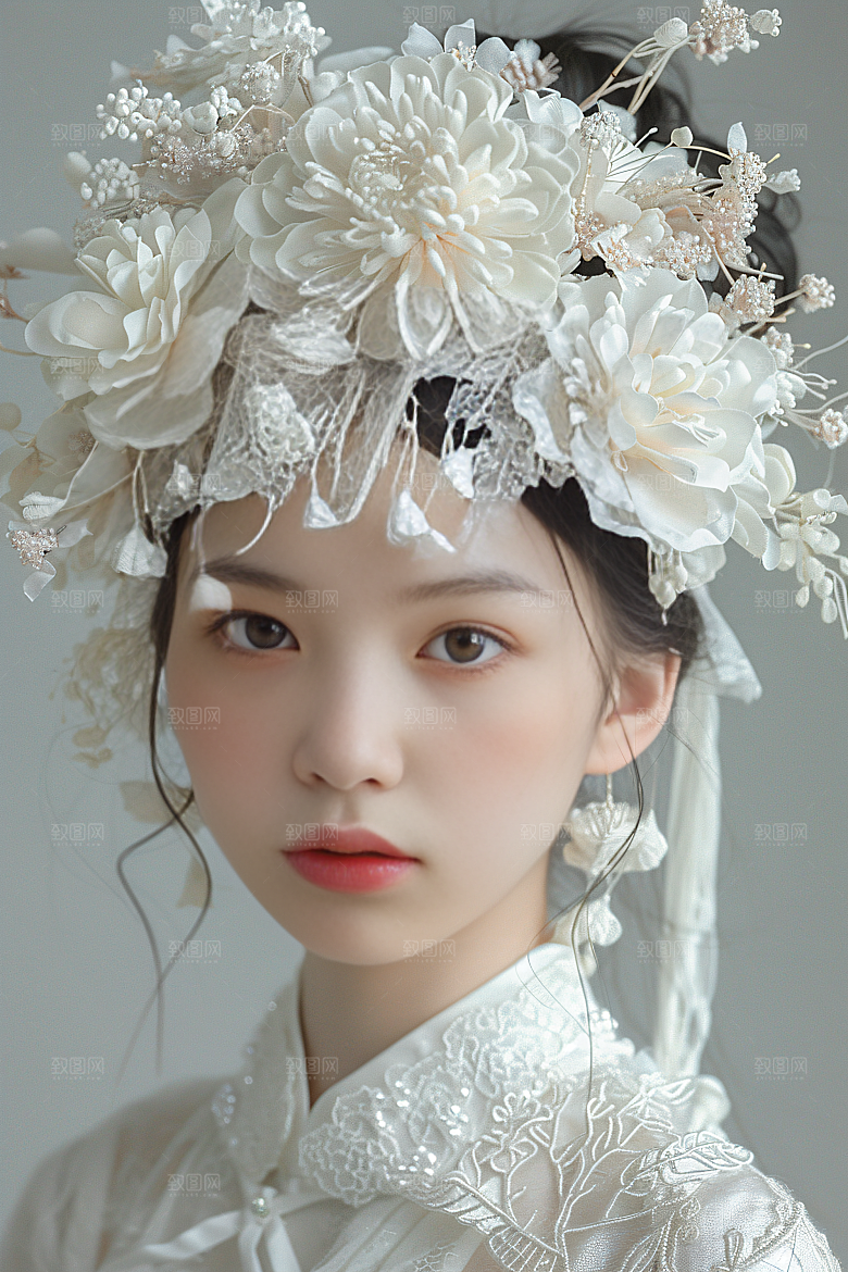 泉州簪花人物唯美摄影图