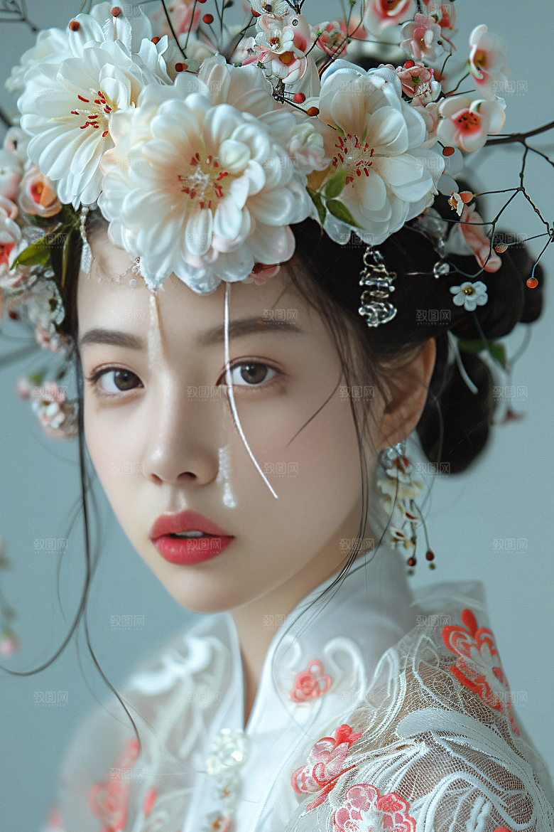 泉州簪花人物地方特色摄影图