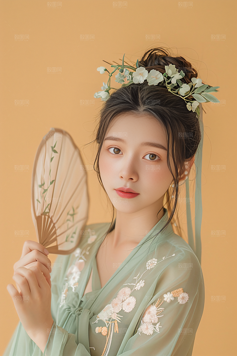 泉州簪花汉服唯美摄影图
