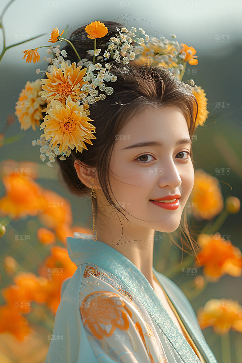 泉州簪花人物精美摄影图