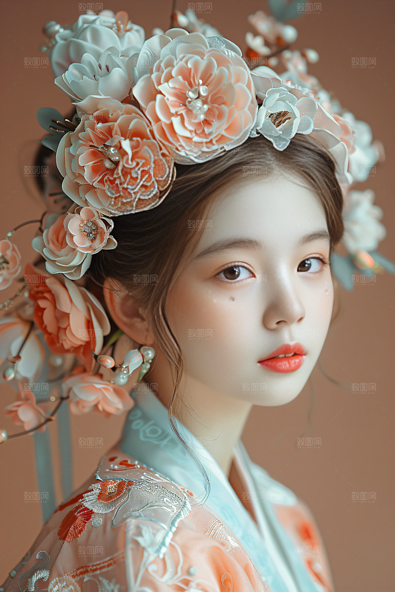 泉州簪花女性肖像人物摄影图