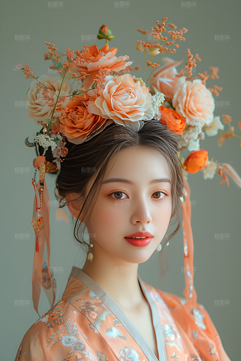 泉州簪花福建女性肖像摄影图