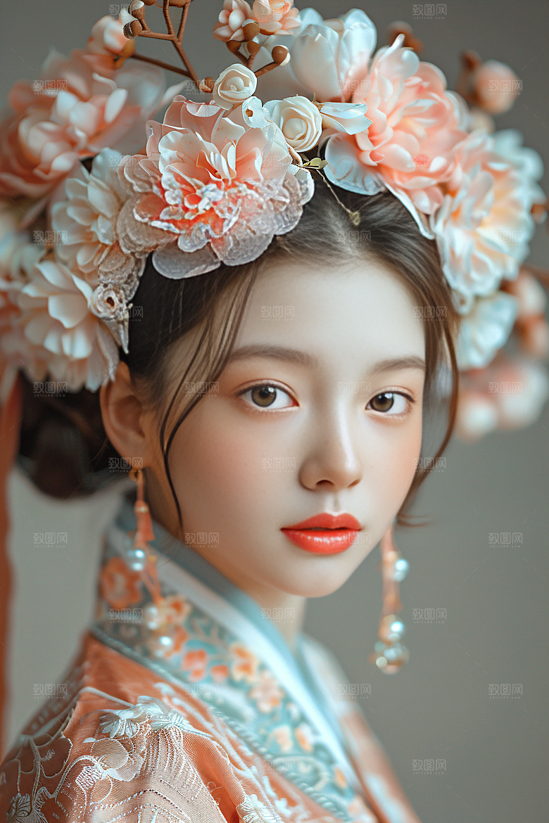 泉州簪花福建女性肖像摄影图