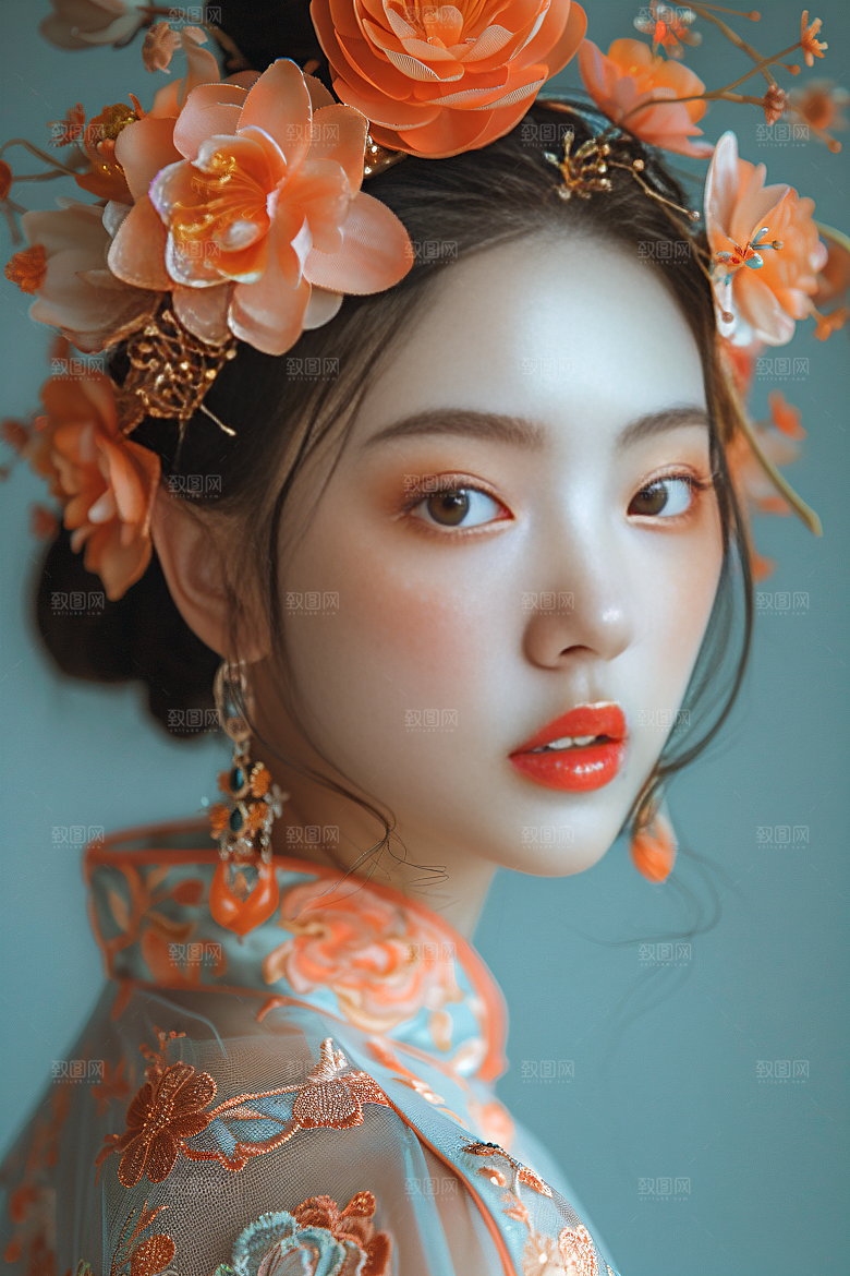 泉州簪花人物福建摄影图