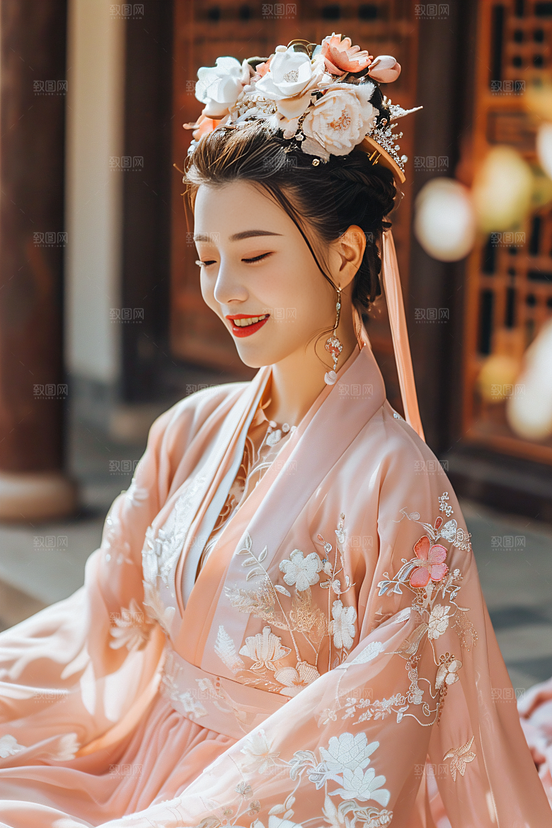泉州簪花花卉人物摄影图