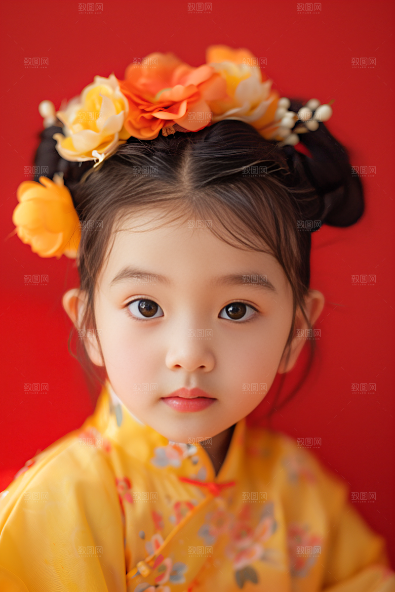 泉州簪花人物花卉摄影图