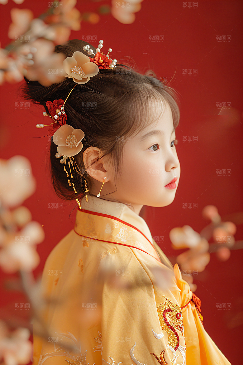 泉州簪花高清女性肖像摄影图