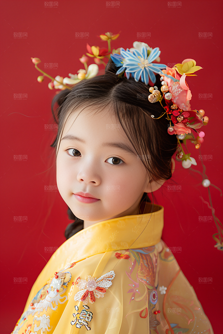 泉州簪花高清女性肖像摄影图