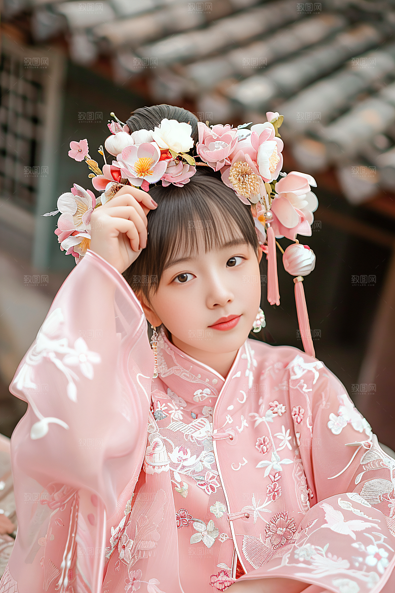 泉州簪花精美花卉摄影图