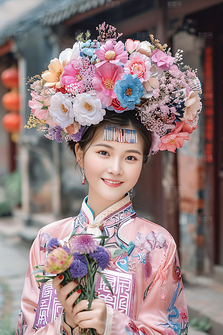 泉州簪花人物高清摄影图