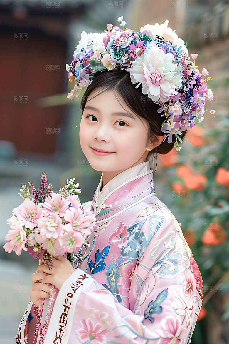 泉州簪花唯美汉服摄影图