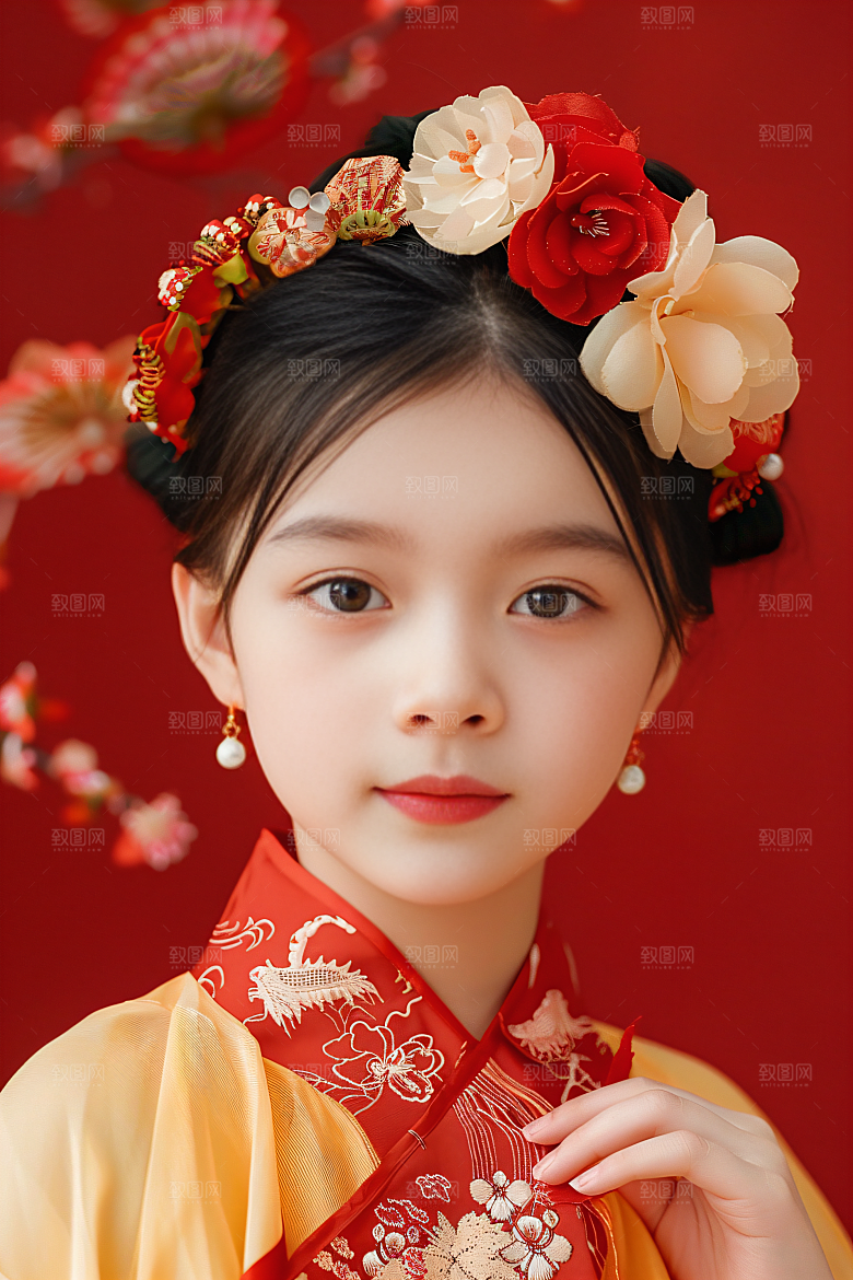 泉州簪花高清汉服摄影图