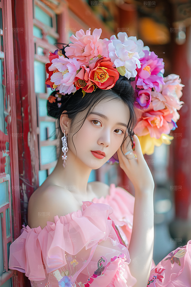 泉州簪花高清花卉摄影图