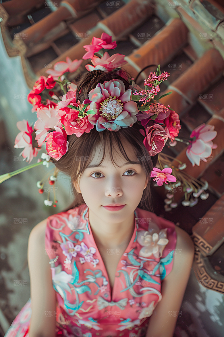 泉州簪花精美花卉摄影图
