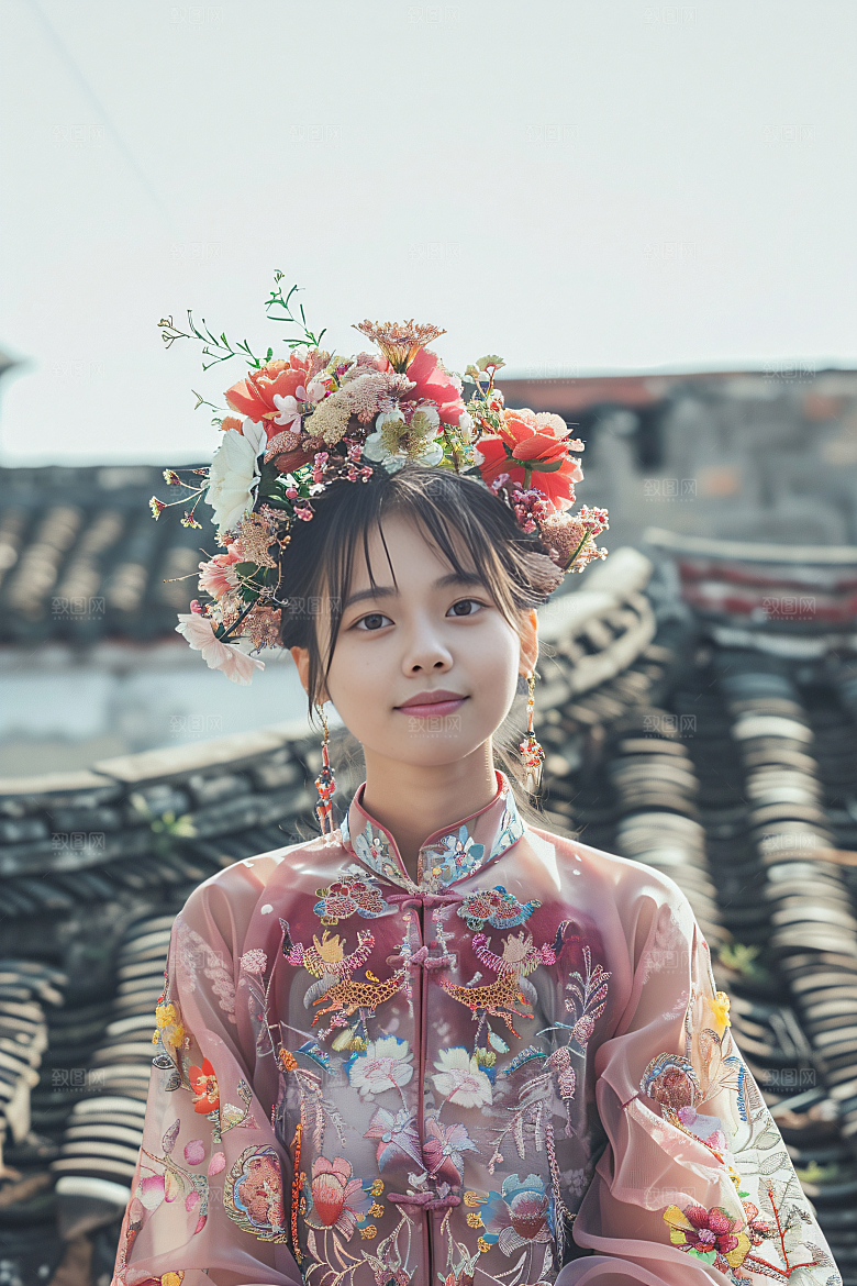 泉州簪花福建地方特色摄影图
