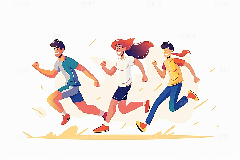 趣味运动会扁平风时尚插画