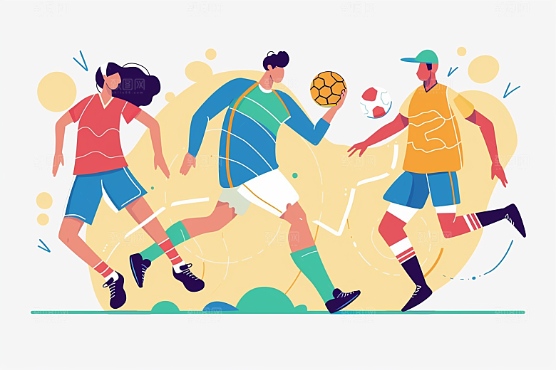 趣味运动会活泼人物插画