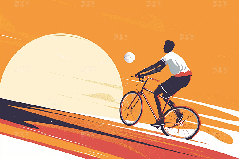 趣味运动会撞色平面插画
